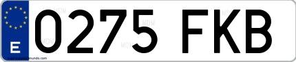 Ejemplo de matrícula española 0275 FKB