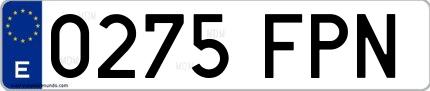 Ejemplo de matrícula española 0275 FPN