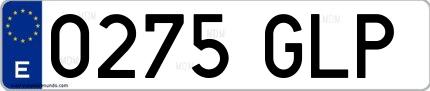 Ejemplo de matrícula española 0275 GLP