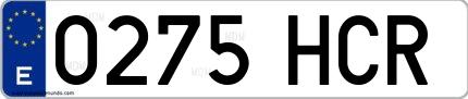 Ejemplo de matrícula española 0275 HCR