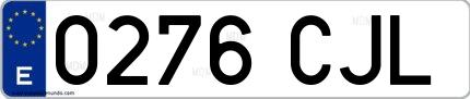 Ejemplo de matrícula española 0276 CJL