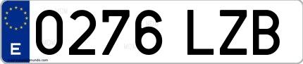 Ejemplo de matrícula española 0276 LZB