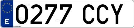 Ejemplo de matrícula española 0277 CCY