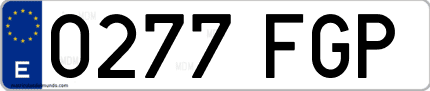 Ejemplo de matrícula de coche ordinaria 0277 FGP