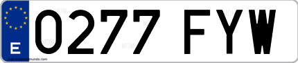 Ejemplo de matrícula de coche ordinaria 0277 FYW