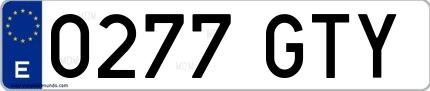 Ejemplo de matrícula española 0277 GTY