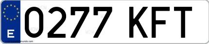 Ejemplo de matrícula española 0277 KFT