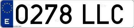 Ejemplo de matrícula española 0278 LLC