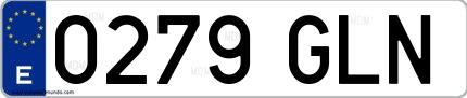 Ejemplo de matrícula española 0279 GLN