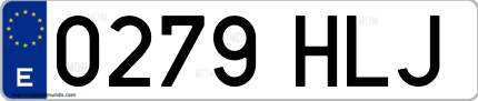Ejemplo de matrícula de coche ordinaria 0279 HLJ