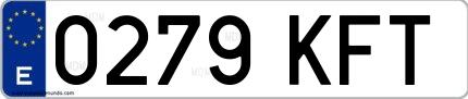 Ejemplo de matrícula española 0279 KFT