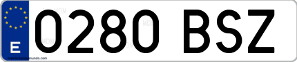 Ejemplo de matrícula de coche ordinaria 0280 BSZ