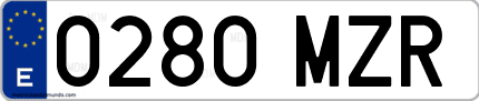 Ejemplo de matrícula de coche ordinaria 0280 MZR