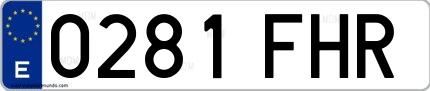 Ejemplo de matrícula española 0281 FHR