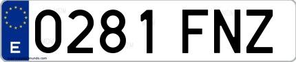Ejemplo de matrícula española 0281 FNZ