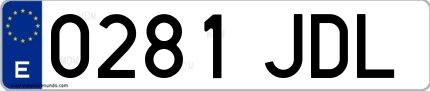 Ejemplo de matrícula española 0281 JDL
