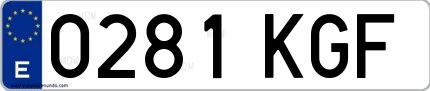 Ejemplo de matrícula española 0281 KGF