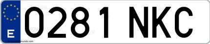 Ejemplo de matrícula española 0281 NKC