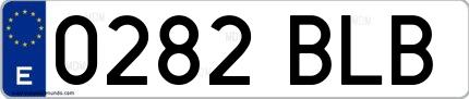 Ejemplo de matrícula española 0282 BLB