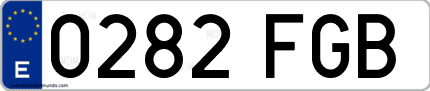 Ejemplo de matrícula de coche ordinaria 0282 FGB