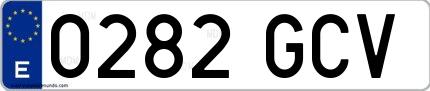 Ejemplo de matrícula española 0282 GCV