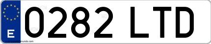 Ejemplo de matrícula española 0282 LTD