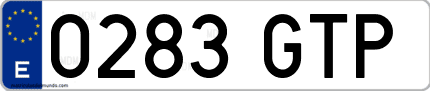 Ejemplo de matrícula de coche ordinaria 0283 GTP