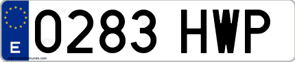 Ejemplo de matrícula de coche ordinaria 0283 HWP