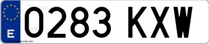 Ejemplo de matrícula española 0283 KXW