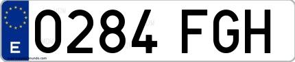 Ejemplo de matrícula española 0284 FGH