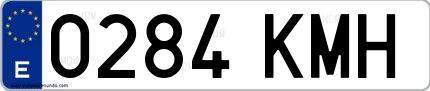Ejemplo de matrícula española 0284 KMH
