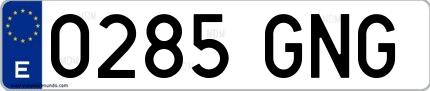 Ejemplo de matrícula española 0285 GNG