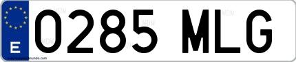 Ejemplo de matrícula española 0285 MLG