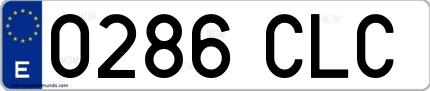 Ejemplo de matrícula española 0286 CLC