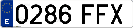 Ejemplo de matrícula de coche ordinaria 0286 FFX