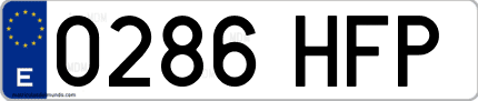 Ejemplo de matrícula de coche ordinaria 0286 HFP