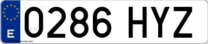 Ejemplo de matrícula española 0286 HYZ