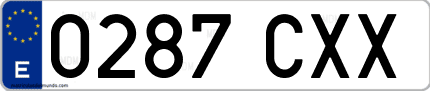 Ejemplo de matrícula de coche ordinaria 0287 CXX