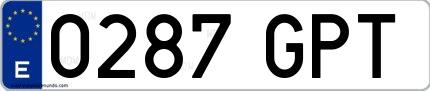 Ejemplo de matrícula española 0287 GPT
