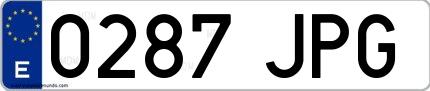Ejemplo de matrícula española 0287 JPG