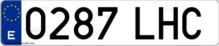 Ejemplo de matrícula española 0287 LHC