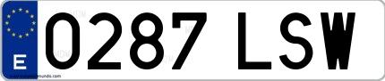 Ejemplo de matrícula española 0287 LSW
