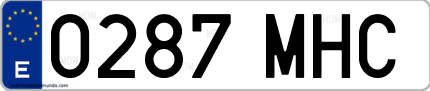 Ejemplo de matrícula de coche ordinaria 0287 MHC