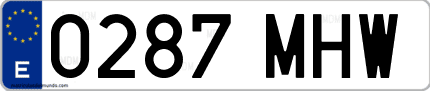 Ejemplo de matrícula de coche ordinaria 0287 MHW