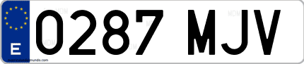 Ejemplo de matrícula de coche ordinaria 0287 MJV