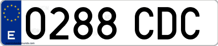Ejemplo de matrícula de coche ordinaria 0288 CDC