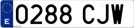 Ejemplo de matrícula de coche ordinaria 0288 CJW
