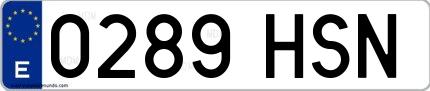 Ejemplo de matrícula española 0289 HSN