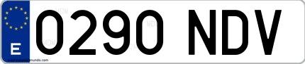 Ejemplo de matrícula española 0290 NDV