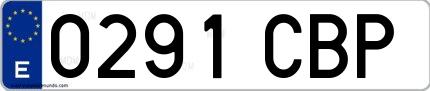 Ejemplo de matrícula española 0291 CBP